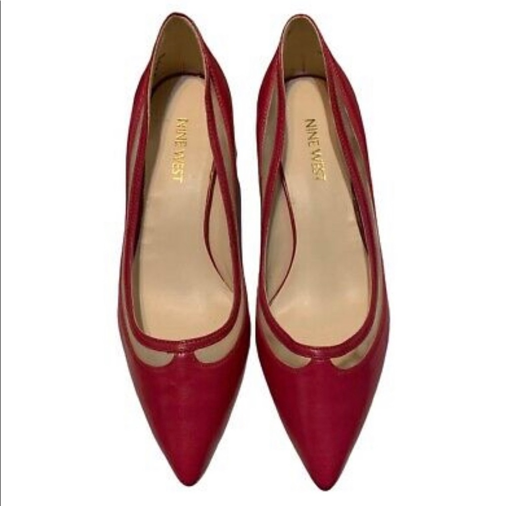 Women's Nine West Nietta Red Leather Wedge Heels